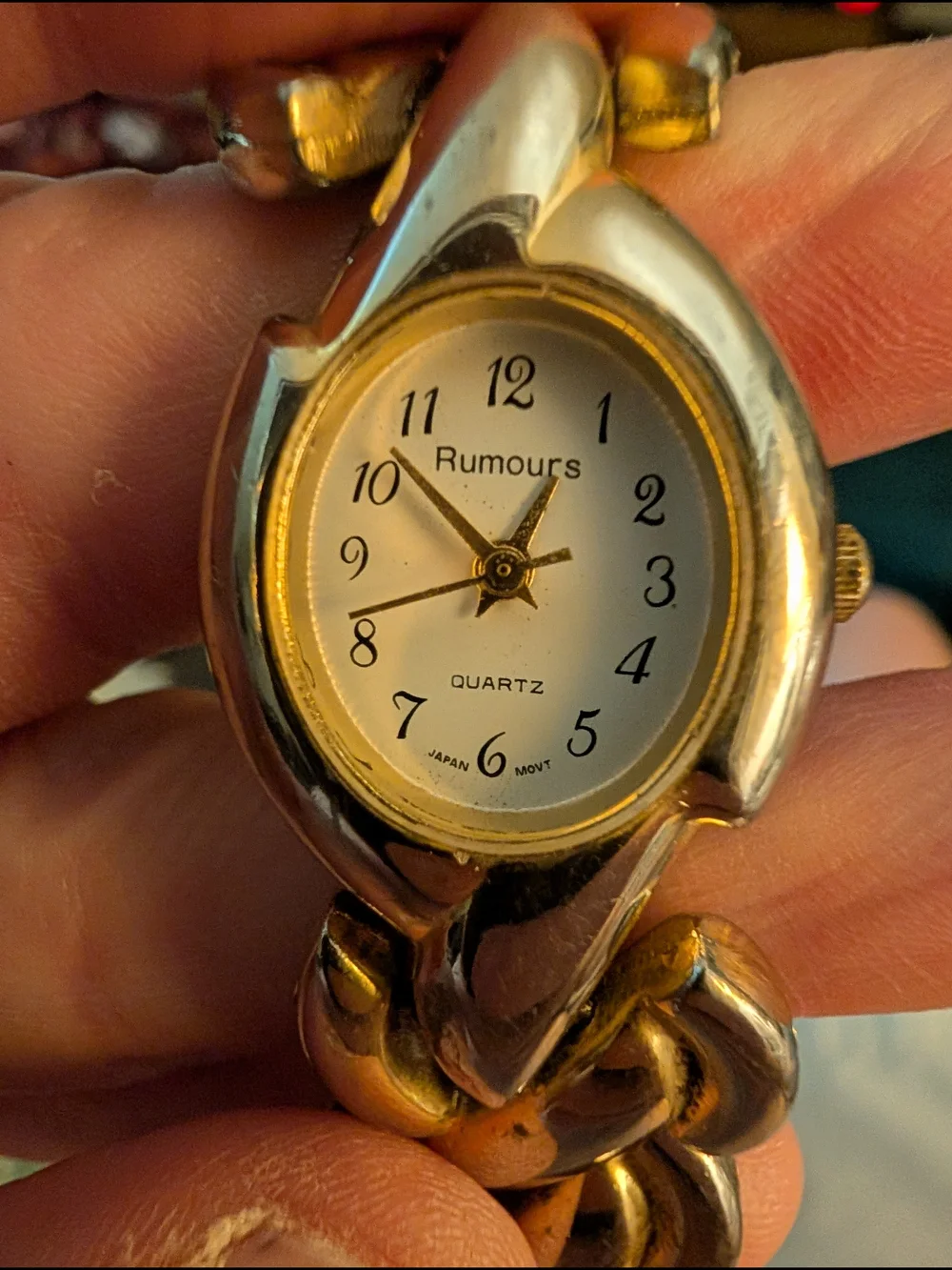Rumours Gold-Tone Chain Link Women's Watch Japanese Movement With Brand New Batt